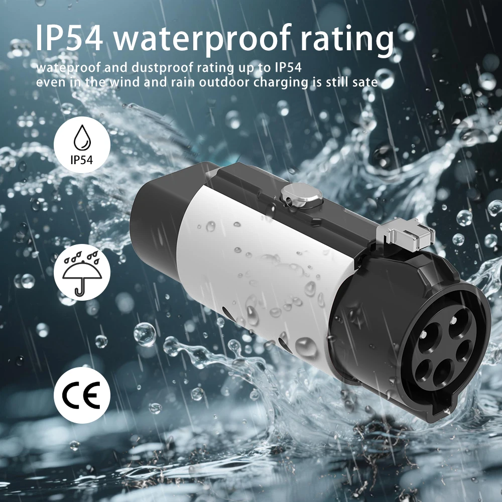 Adaptador Unirise Type1 a GBT 7KW 32A con convertidor de hebilla de bloqueo de seguridad para estación de carga Type1 a GB/T para adaptador de coche BYD