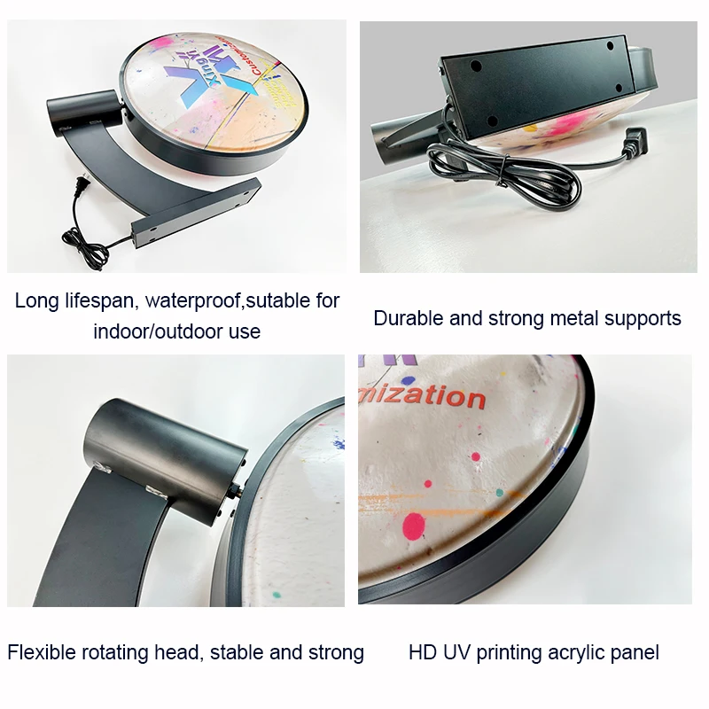 กล่องไฟไดโอดเปล่งแสงแบบหมุน การพิมพ์สองด้าน โลโก้จอแสดงผลแบบหมุน ประหยัดพลังงาน