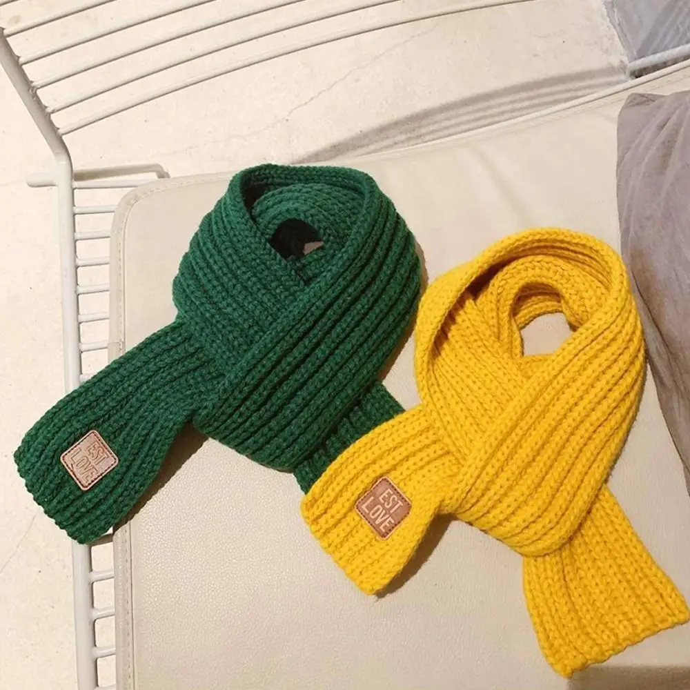 

Casual Autumn Winter Solid Color Labelled Scarf Windproof Apparel Accessories Outdoor Scarf Scarf Knitting Thermal Scarf