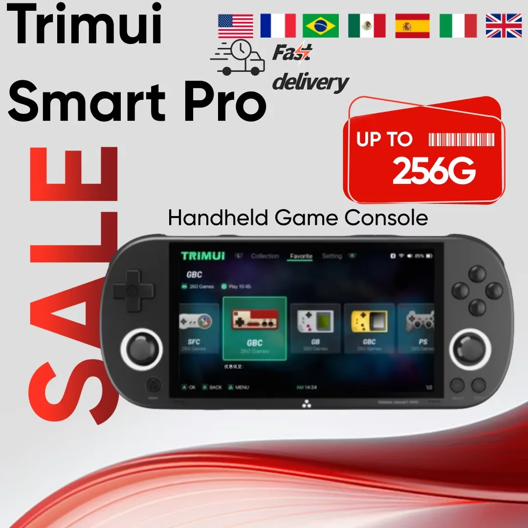 

Trimui Smart Pro Handheld Game Console Linux System 4.96''IPS ScreenJoystick RGB Lighting Smartpro Retro Video Game Player Gift