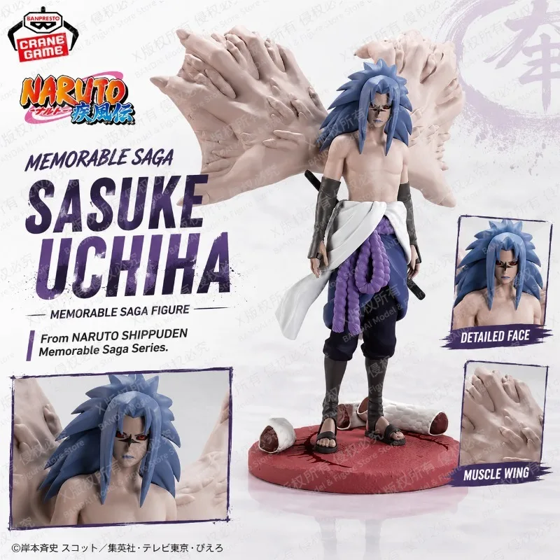 Original Bandai Banpresto Naruto Shippuden Memorable Saga Special Uchiha Sasuke PVC Figure Anime Character Collectible Gift