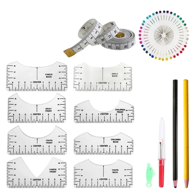 T-shirt Ruler to Center T-shirt Alignment Ruler Kits T-shirt Ruler Guide Set for Heat Pressing Screen Printing Dropship