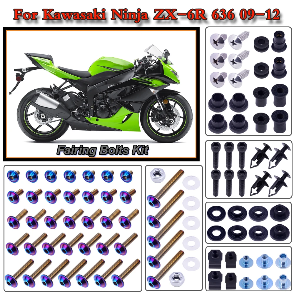 

Motorcycle Stainless Complete Bodywork Fairing Bolt Kit Screws Clip For Kawasaki Ninja ZX-6R 636 2009-2012 2011 2010