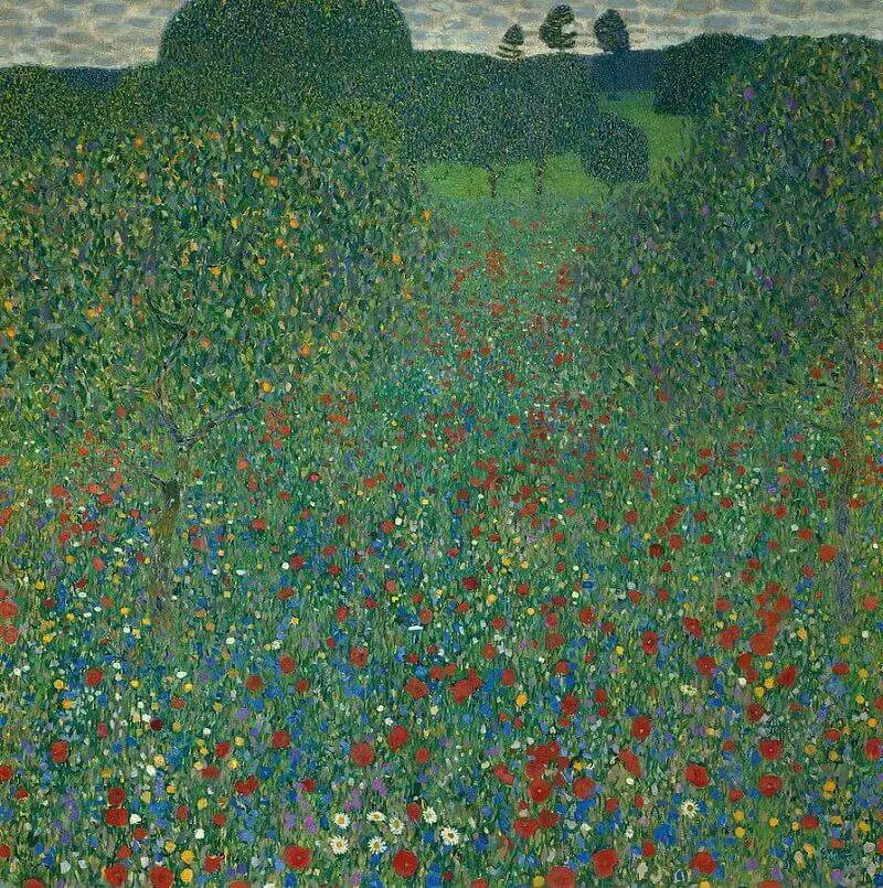 

Field of Poppies, 1907 by Gustav Klimt Oil on Canvas Replica Masterpiece Wall Art for Bedroom Christmas Home Decoration Handmade