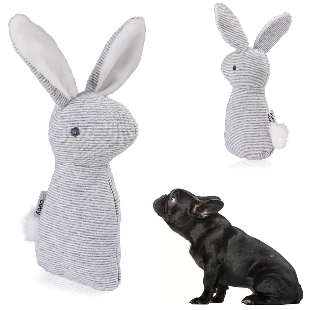 New Cute Stuffed Toys Squeak Rabbit Shape Sounding Plush Toy With Built-In Bell Dog Chew Squeaky Whistling Involved  Dog Toys