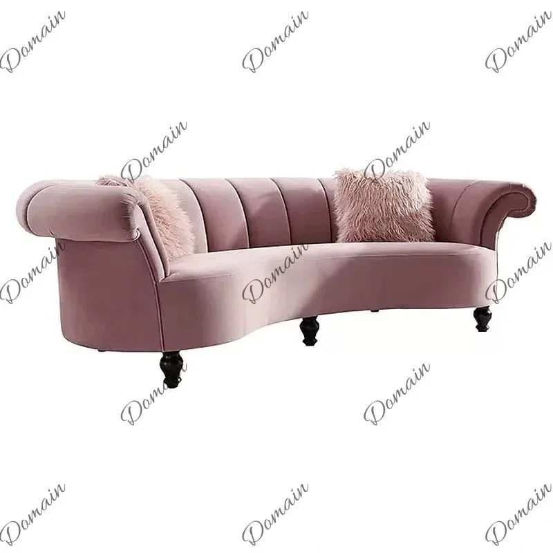80 N Luxury Modern French Fabric Sofa 123 Set for Living Room Small Apartment Pink