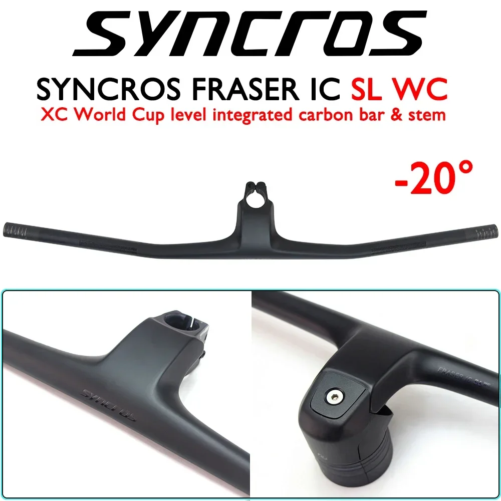 SYNCROS Full Carbon Fiber FRASER IC SL WC MTB Bicycle Integrated Handlebar With Stem -20° 70/80/90/100mm*740mm Bike Accessories