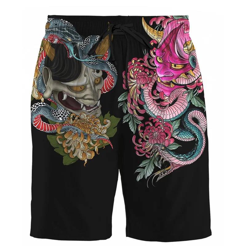 Trend Japanese Samurai Pattern Beach Shorts Summer Fashion Cool Mens Kids 3D Printed Swim Trunks Loose Streetwear Harajuku Pants