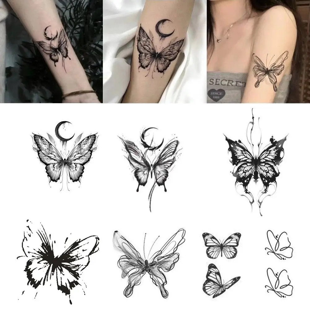 5PCS Waterproof Temporary Tattoo Sticker 3D Butterfly Fake Tattoo Leg Arm Art Disposable Temporary Butterfly Tattoo Sticker