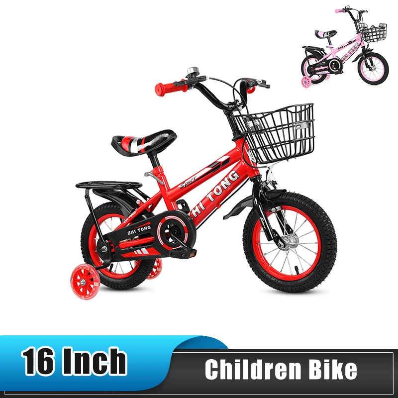 Nuova bicicletta per bambini da 16 pollici per ragazzi e ragazze, bicicletta per bambini, altezza regolabile, con cestino staccabile per 3-7 anni