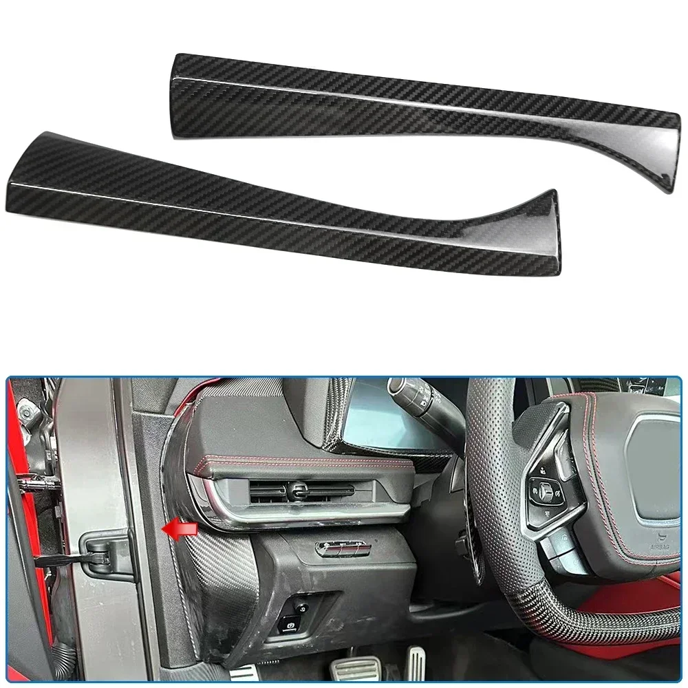For Corvette C8 Stingray Convertible Coupe Z51 Z06 2020-2023 Side Dashboard Cover Trim Dry Carbon Fiber Interior Accessories