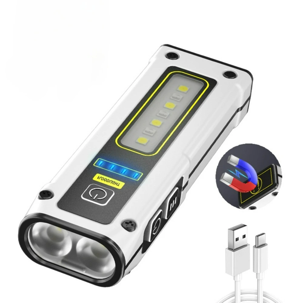 Mini Dual-Light Flashlight - TYPE-C Fast Charge Multifunctional Work Light with Magnet Emergency Torch for Outdoor/Home/Work