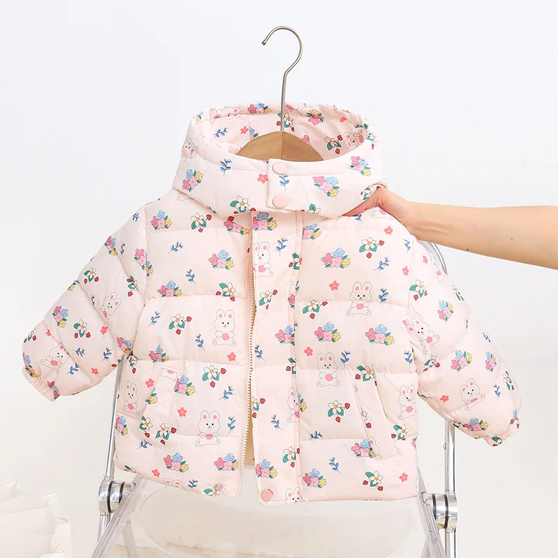 

Children's down padded jacket baby winter padded jacket Girl's floral padded jacket autumn and winter small warm padded jacket