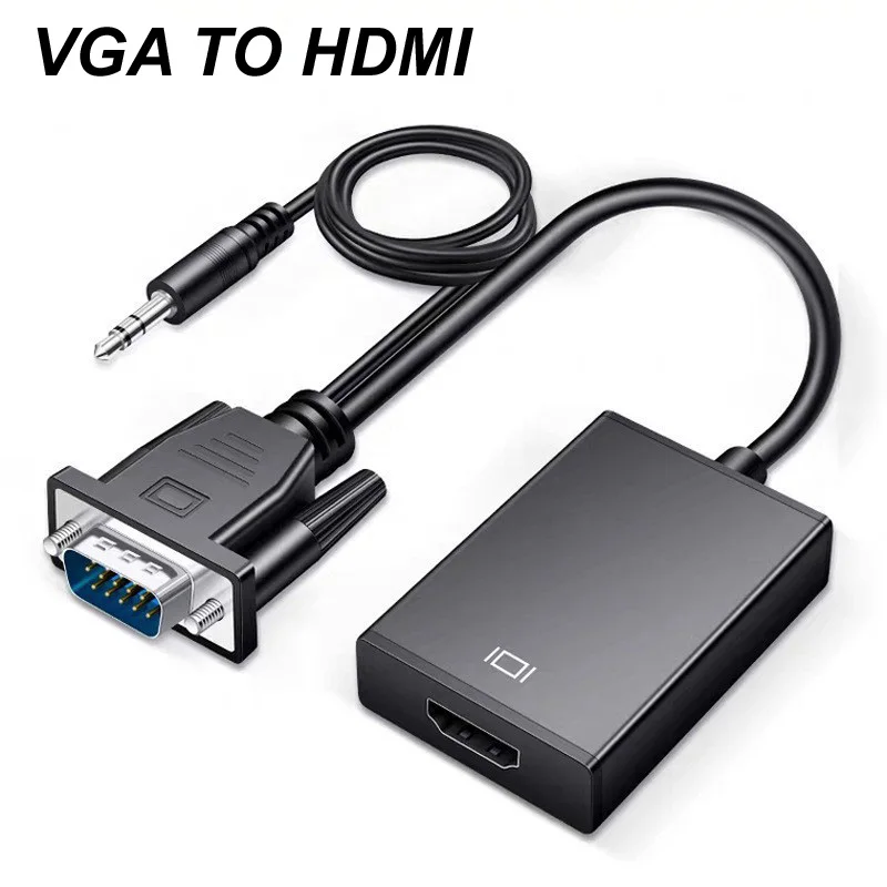 

Переходник с VGA на HDMI-совместимый кабель-адаптер Full HD 1080P 3,5 мм аудиовыход VGA HD адаптер для ПК ноутбука в проектор HDMI