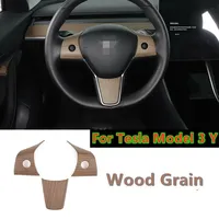 3X ABS Wood Grain Steering Wheel Strip Cover Trim For Tesla Model 3 Y 2017 2018 2019 2020 2021 2022