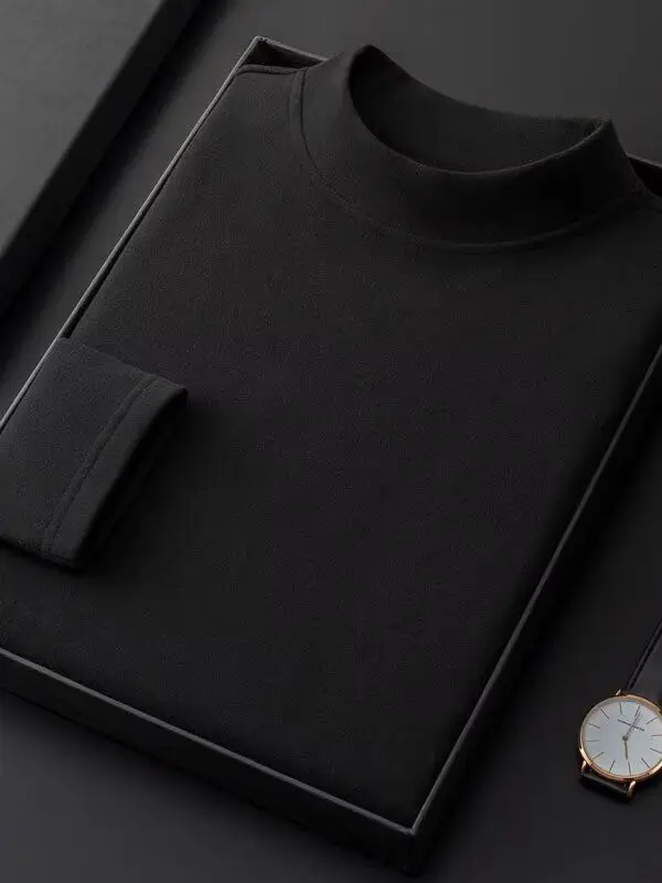 

Men's Long Sve Thermal irt f High Collar Double Sided Fce Base Layer T-irt Sweatirt Autumn Winter Warm Top