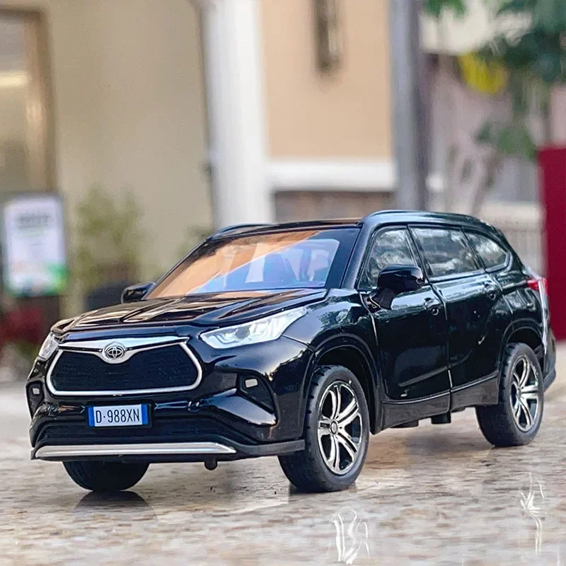 Toyota Highlander 2023 SUV modelo de coche de juguete fundido a presión con sonido y luz, juguete coleccionable para niños, regalo de cumpleaños,