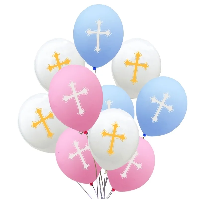 Happy Easter Cross Latex Balloons, Religious Party Decorations, Jesus Balloons, Christening, First Communion, Eucharist