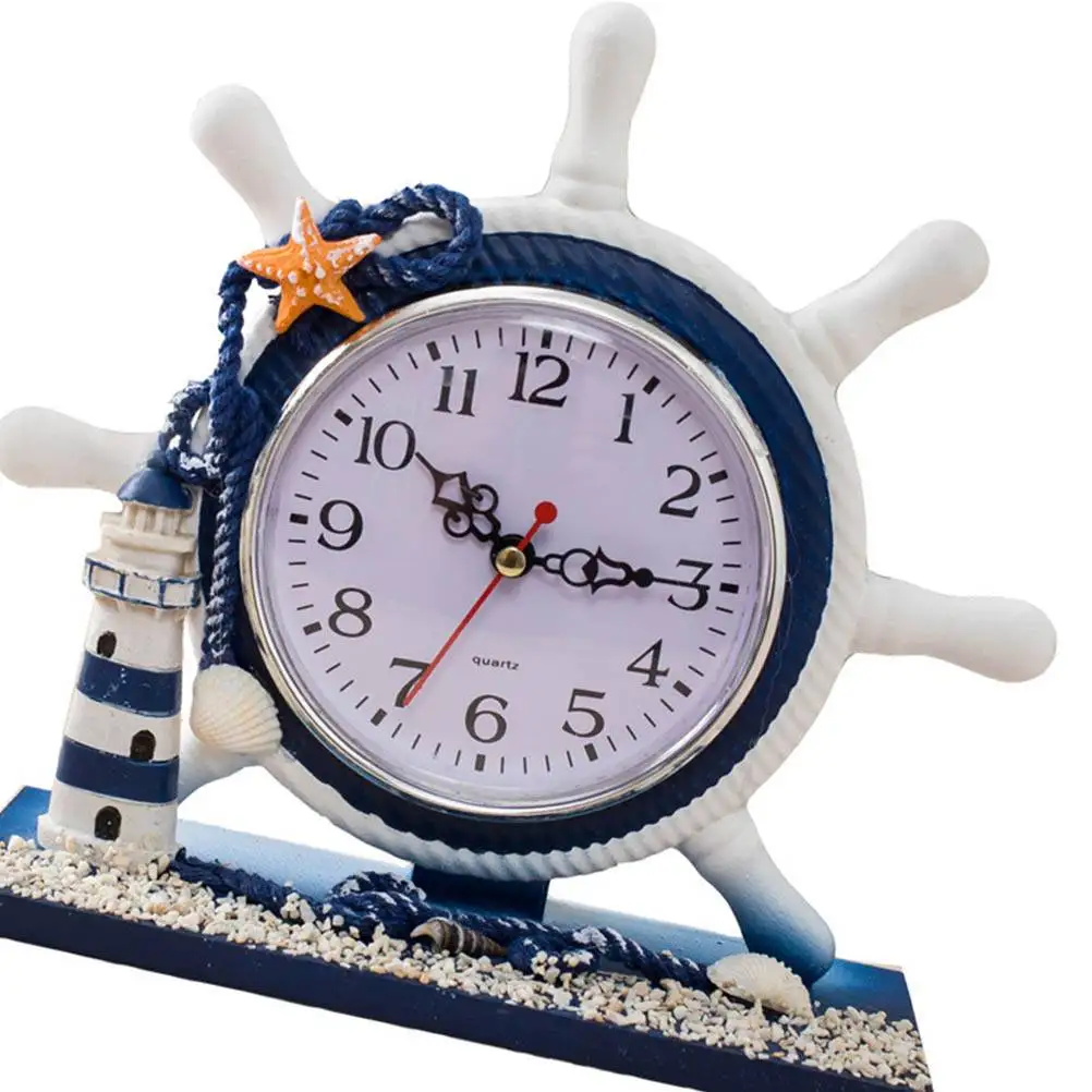 1Pc Nautical Style Clock Lamp Tower Silent Desk Table Home Decor Ocean naments Household Living Room Accessories Theme
