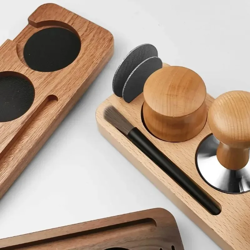 Coffee Tamper Holder 51mm 53mm 58mm Universal Coffee Solid Wood Pressed Powder Pad Distributor Storage Board Handle Support Base