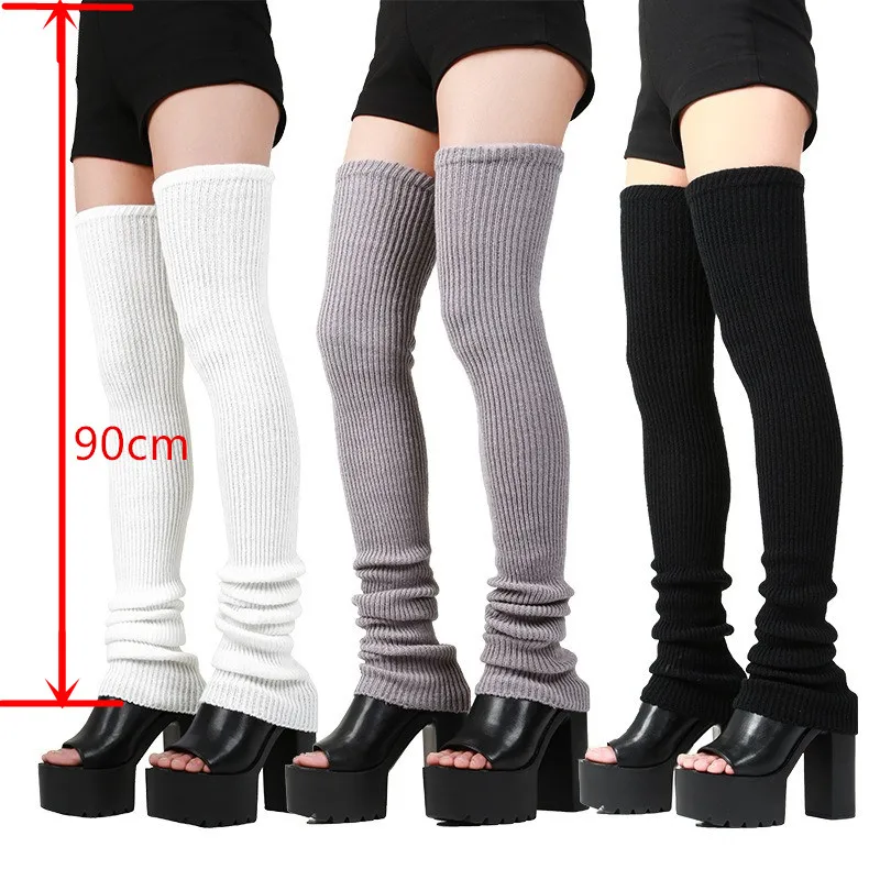 90CM Warm Anime Gothic Lolita Tights Knee Socks Cosplay Costumes Accessories Knit Loose Socks Pile Women Maid Long Leg Warmers