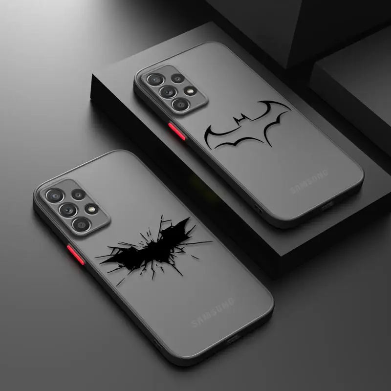 Matte Phone Case For Samsung Galaxy A54 A53 A52 A51 A14 A12 A34 A32 A72 A71 A31 A22 A21s A23 A73 A50 Superheros Batman LOGO