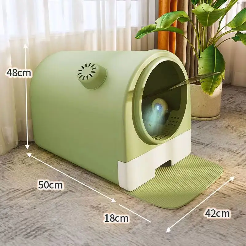 

Fully Enclosed Cat Litter Box, Drawer Type, Cat Toilets, Deodorant, Oversized Kitty Sandbox, Anti-Scratch, Clean Poop Basin