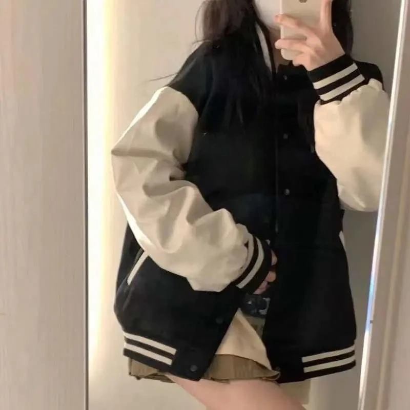 

Корейская версия 2025 года, свободный бейсбольный трикотаж, женская универсальная тонкая куртка Haraji, кардиган в гонконгском стиле, куртка Tide.