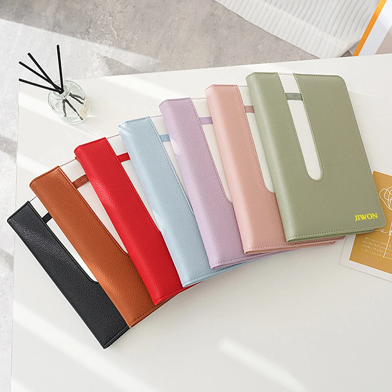 Luxury Leather Cover Notebook With Pen Slot Engrave Name Business Office Student Planner Schedule Book A5 Custom Letters Diary