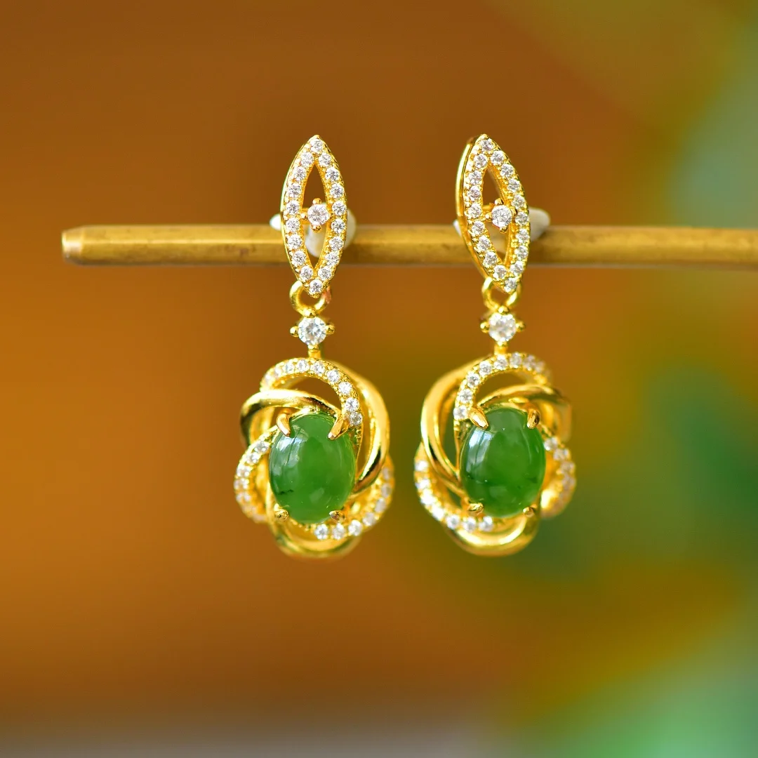 

Natural Hetian Jade, Jade Jasper silk fashion earrings, fashion small pendant wholesale