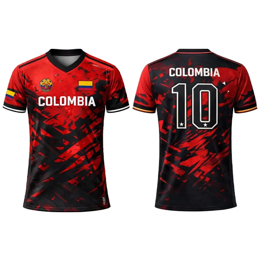 Colombia Flag 3D Printed Jersey Summer Outdoor Sports Breathable Short-sleeved Football Training Top
