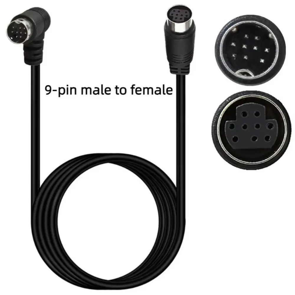 Male to Female Mini DIN 9-Pin Cable Multiple Sizes 90 Degree Bend Mini DIN Extension Adapter Shielded Portable AV Cable
