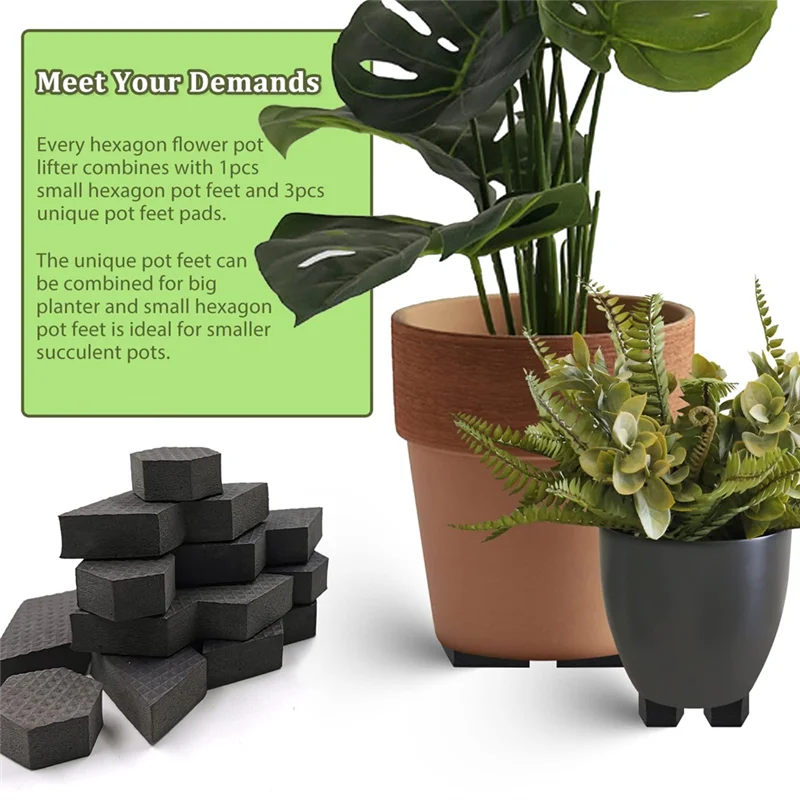 

A23P Composite Hexagon Flowerpot Feet Riser, Garden 10Pcs Invisibles Pot Feet For Multiple Styles
