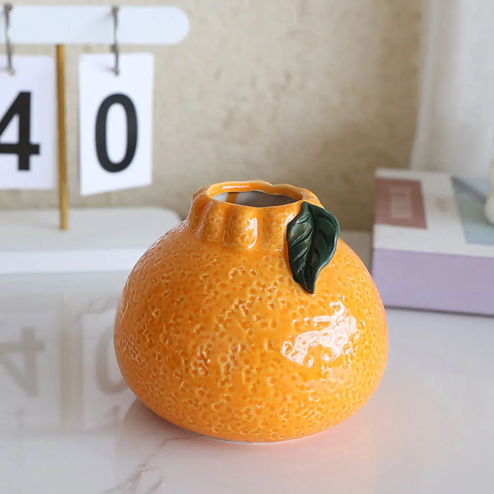 

Ceramic Orange Vase Unique Orange Shaped Ceramic Floral Vase Decorative Flower Arrangement Pot for Home Decor
