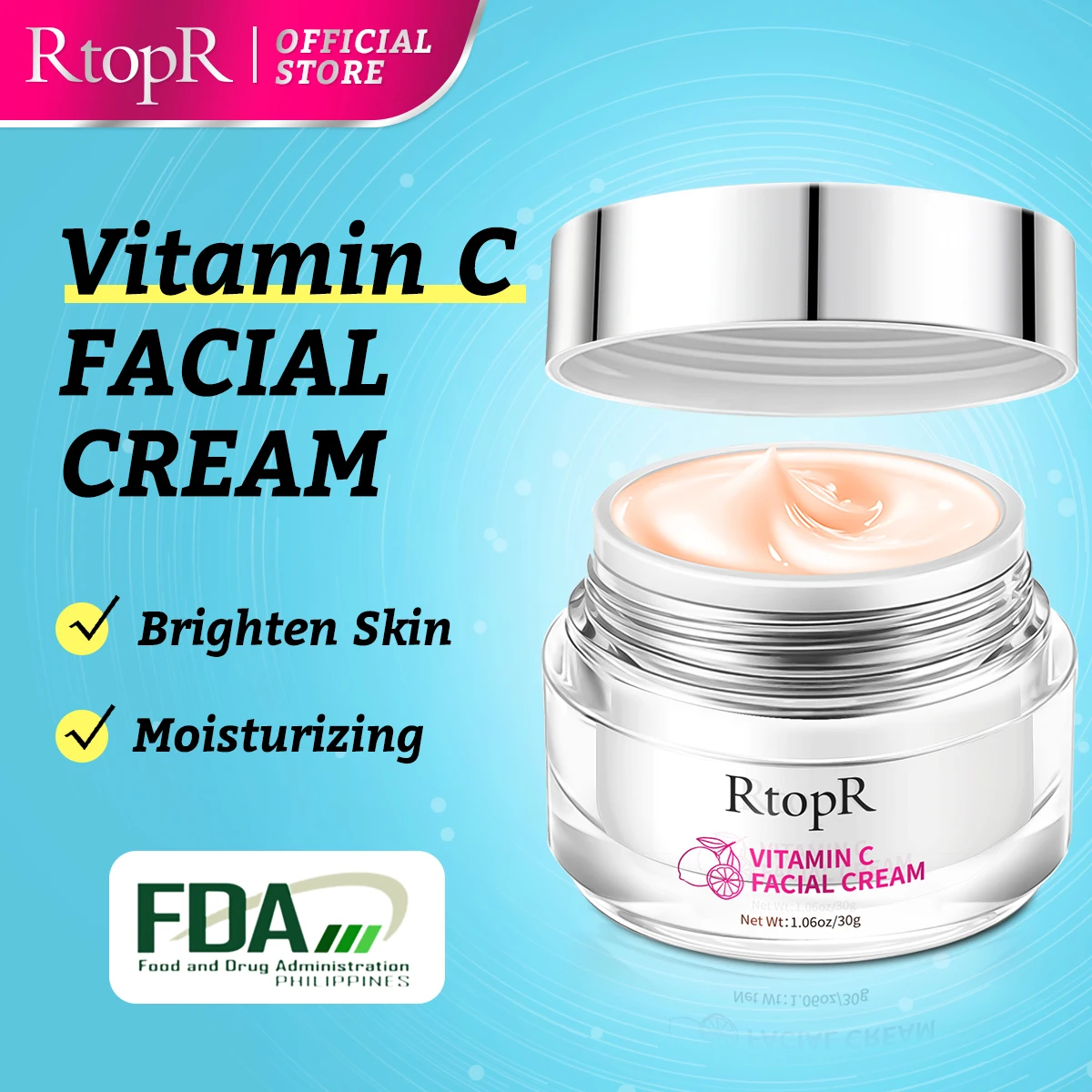 RtopR Whitening VITAMIN C Face Cream Moisturizing Cream Lighten Facial Melanin Care Product For Women Improve Facial Dull Skin