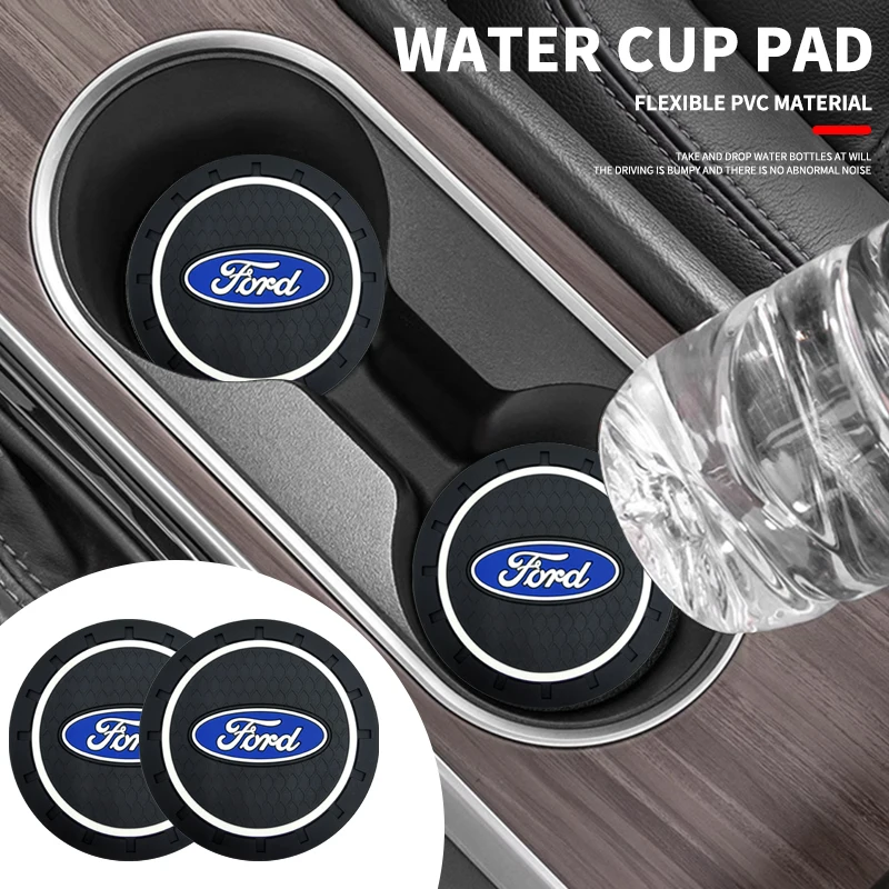 New Car Coaster Water Cup Bottle Holder Anti-slip Pad Mat Silica Gel Bottle Holder Pad For Ford Ranger Focus Kuga Mustang Mondeo