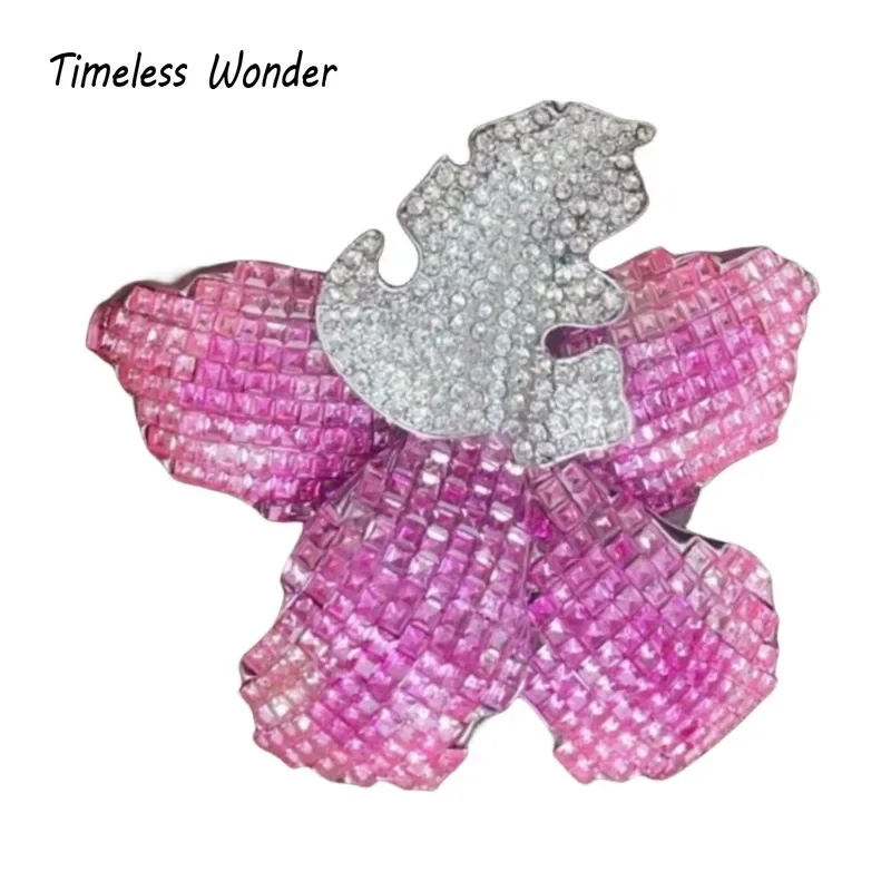 Timeless Wonder Fancy Zircon Geo XL Floral Brooch Pins for Women Designer Jewelry Runway Rare Top Punk Luxury Gift Cute 4523