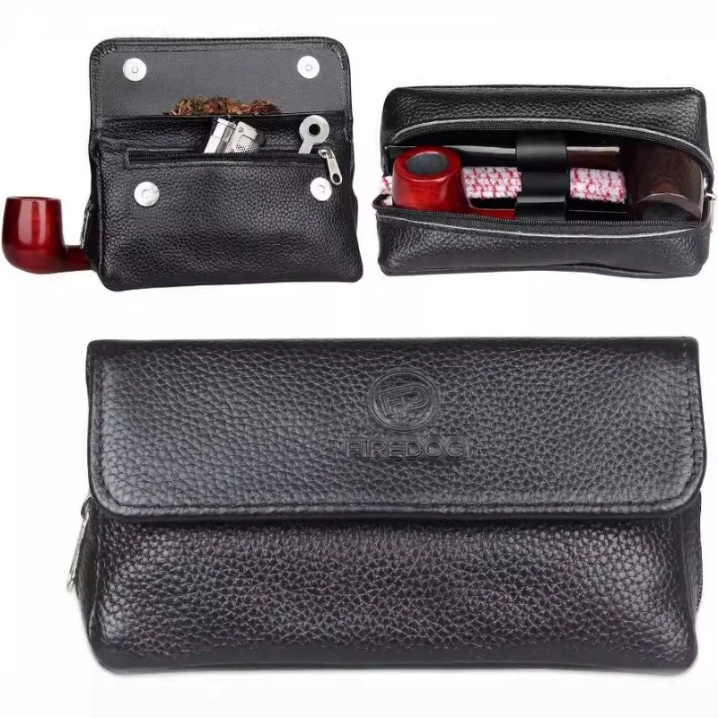 PU Leather Tobacco Pipe Pouch Case Portable Cigarette Holder Smoking Storage Bag Wallet Design for Pipe and Accessories