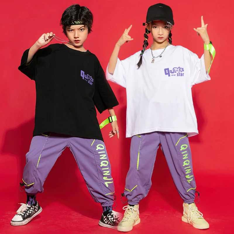 Children's Dance Clothes Girls Loose Practice Clothes Hip Hop Stage Clothes Boys Jazz Dance Performance Clothes