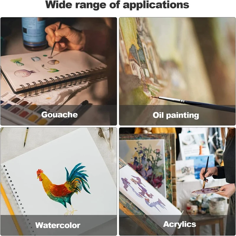 9Piece Fine Detail Paint Brush Small Paint Brush With 9 Sizes For Watercolor Painting Acrylic Drawing