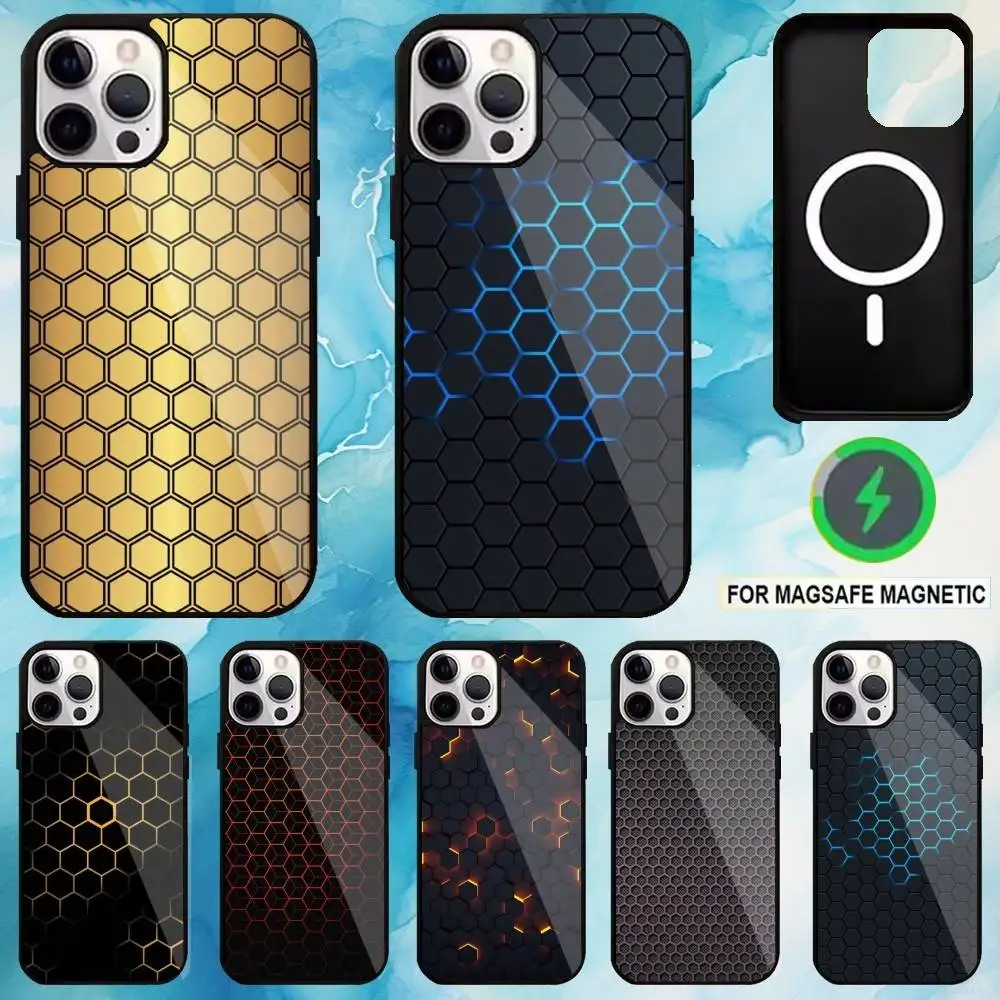 

Honeycomb shaped Carbon Fiber Phone Case For iPhone17,16,15,14,13,12,11 Plus,Pro Max Magnetic For Magsafe Wireless Charging