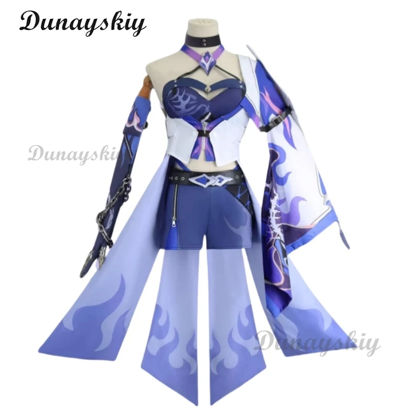 أزياء Acheron التأثيرية لعبة Honkai Star Rail Cos فستان مثير أحمر أرجواني موحد شعر مستعار لحفلات الهالوين كرنفال للنساء والفتيات