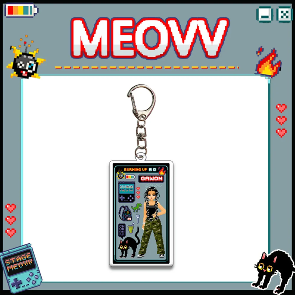 KPOP MEOVV جديد عودة صور المفاتيح SOOIN GAWON آنا نارين إيلا الاكريليك كيرينغ قلادة شكل مربع حقيبة اكسسوارات المشجعين هدية #6