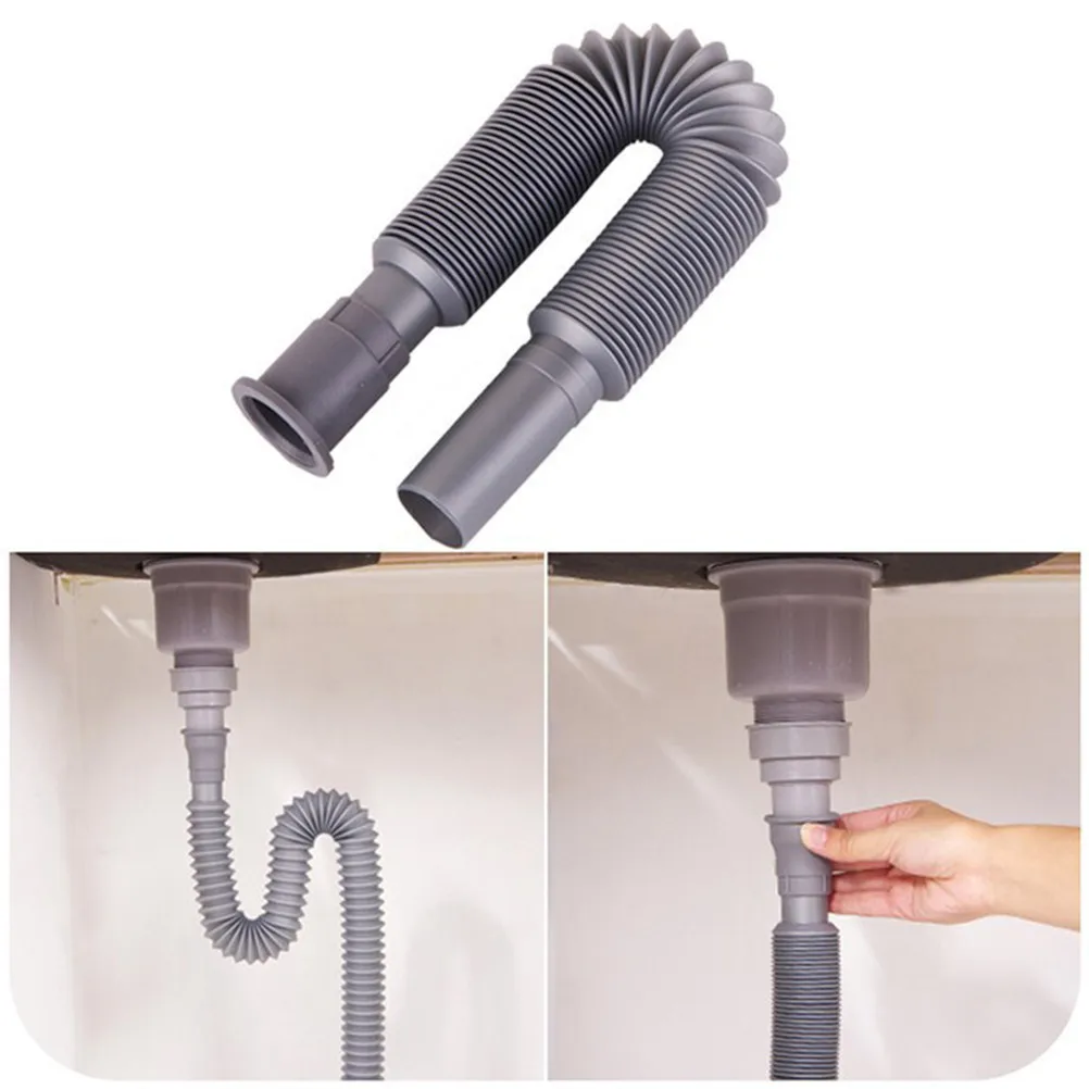 1Pc Kitchen Retractable Plastic Flexible Sink Basin Water Drain Pipe 80cm