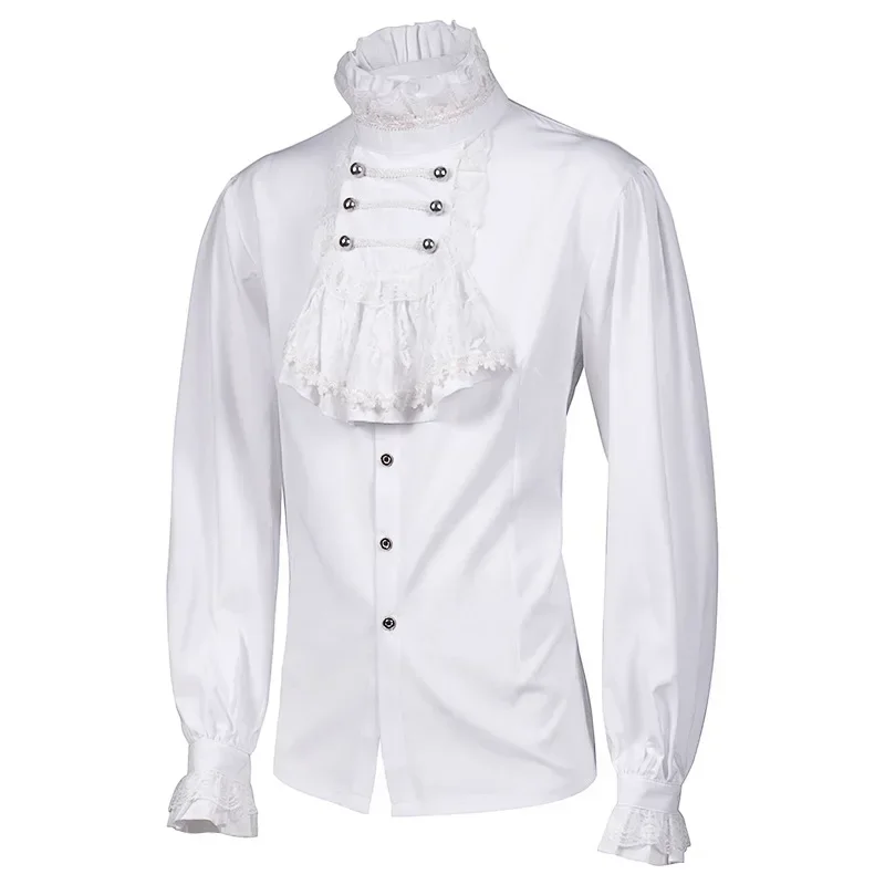 Camisa plissada masculina roupas medievais steampunk top vitoriano