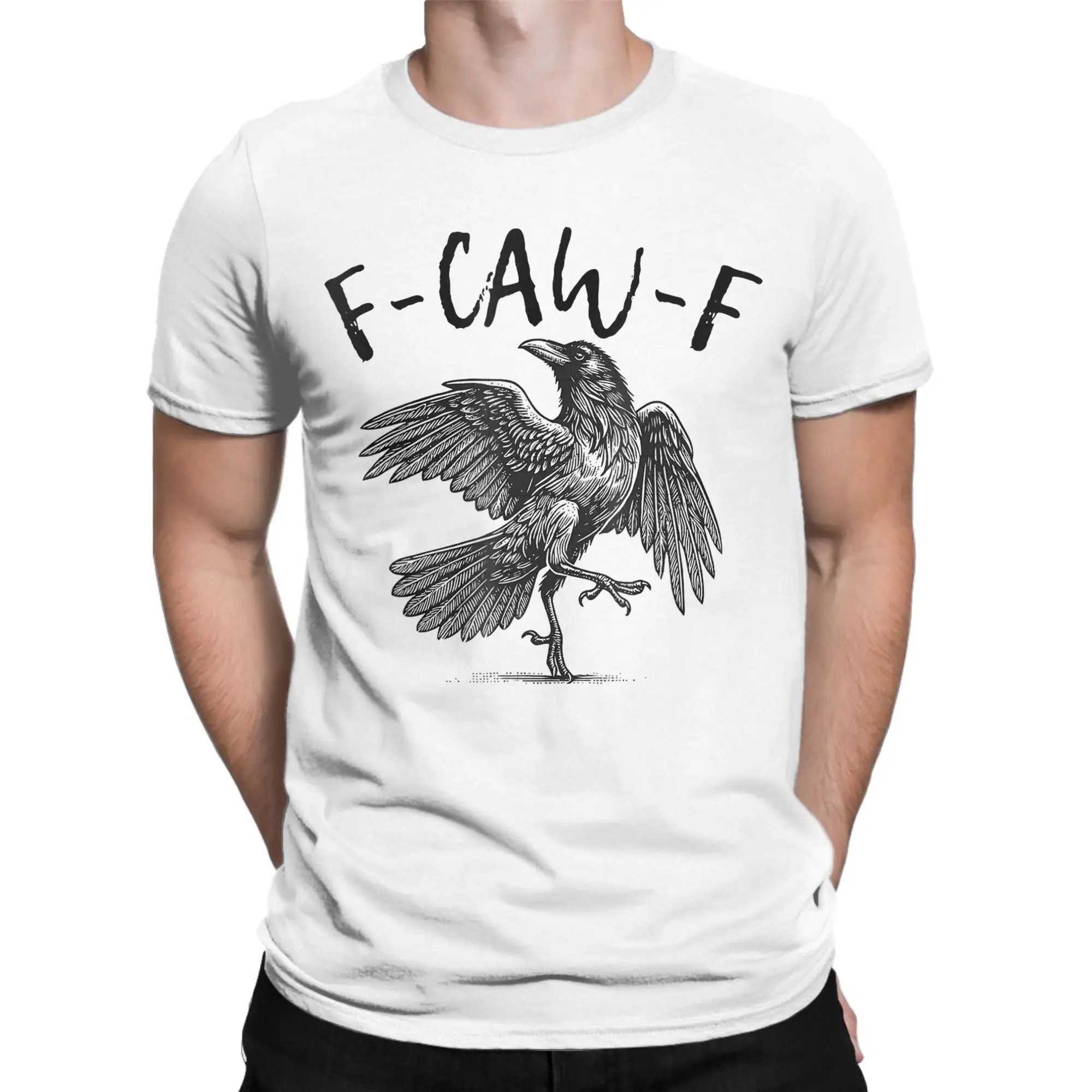 Black Crow F-Caw-F Funny Black Bird T Shirt Beach Fashion T Shirts Men Cotton Breathable Oversize Tees Short Sleeve Retro Tshirt