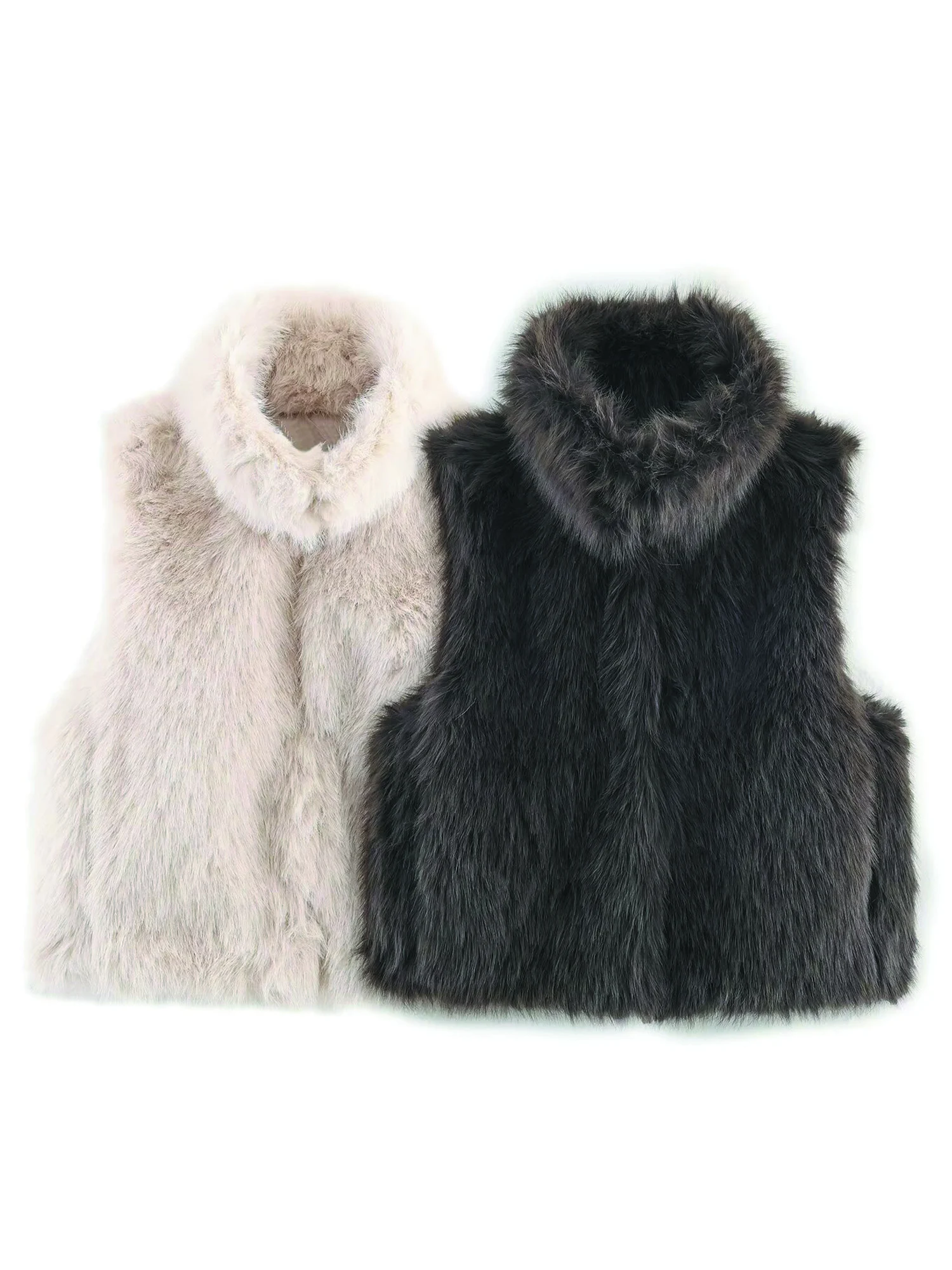 Neue modische Kunstpelz warme Weste Jacke Marke Kunstpelz High Neck ärmellose Weste Mantel Frauen Shaggy vorne offene Oberbekleidung Weste