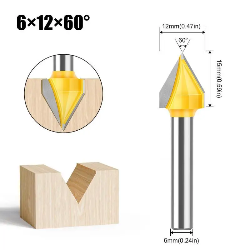 V Groove Router Bit Corrosion Resistant V Shape Milling Cutter for Woodworking Engraving Carving DIY Gift Making Hobbyist