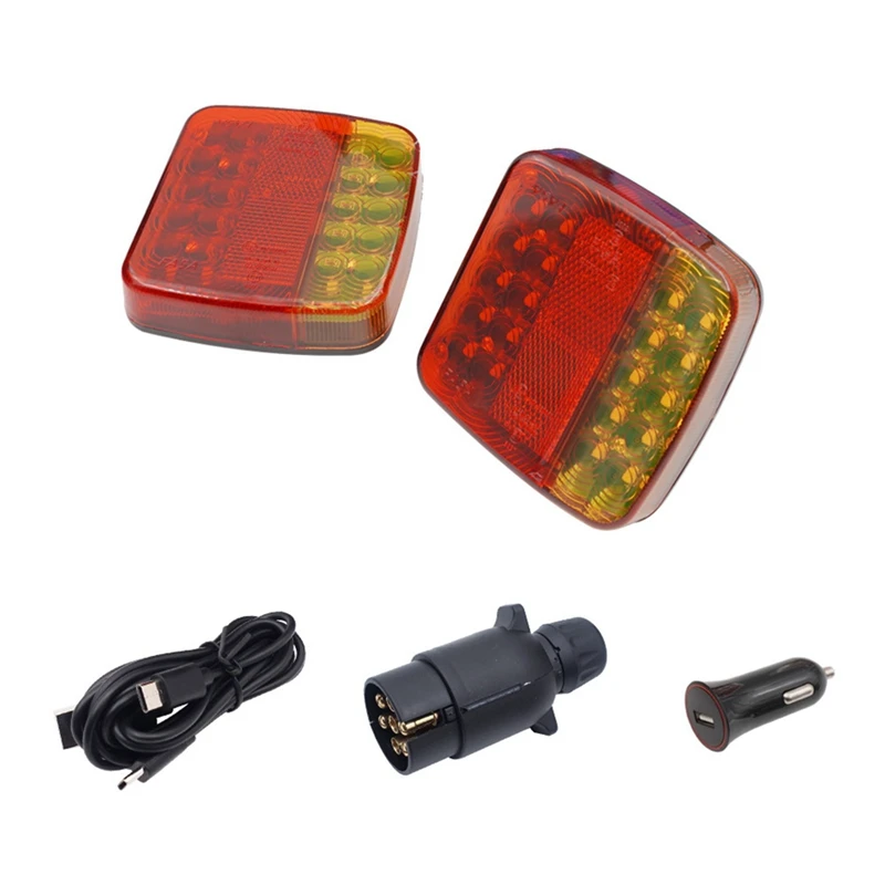 

Wireless Trailer Lights Kit For Towing Truck, Rechargeable LED Tow Light With Magnetic For Boat Trailer RV