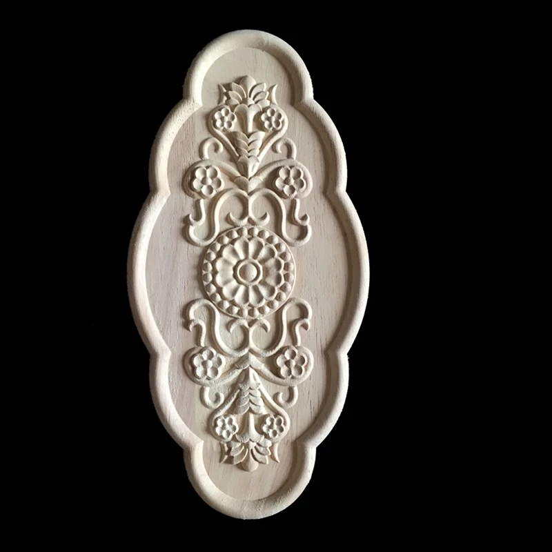 Vintage Flowers Wood Carving Appliques Cabinet Door Furniture Nautical Home Decor Wood Boards Irregular Wooden Figurines 26X13CM